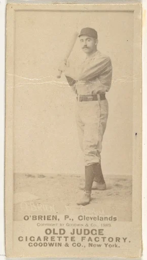 John F. "Cinders" O'Brien, Pitcher, Cleveland, from the Old Judge series (N172) for Old Judge Cigarettes