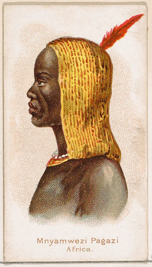 Mnyamwezi Pagazi, Africa, from the Savage and Semi-Barbarous Chiefs and Rulers series (N189) issued by Wm. S. Kimball & Co. — William S. Kimball & Company