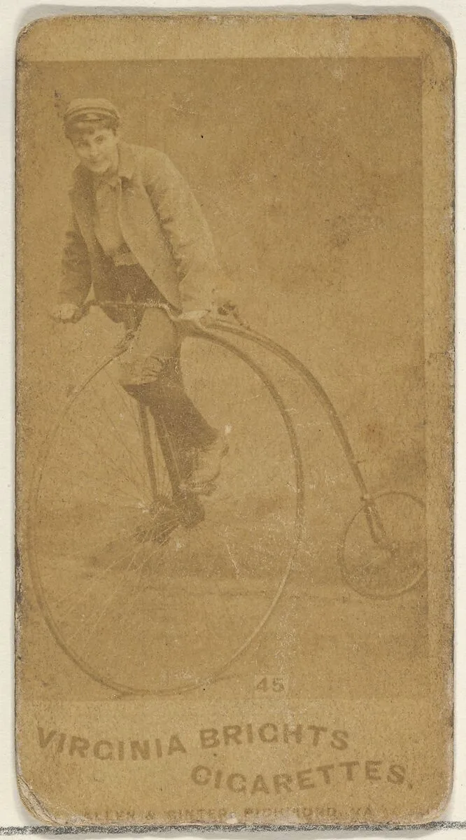 Card 45, from the Girl Cyclists series (N49) for Virginia Brights Cigarettes — Allen & Ginter