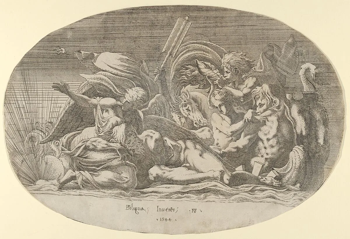 Night Protecting Sleeping Time from the Last Rays of the Sun — Antonio Fantuzzi|Francesco Primaticcio