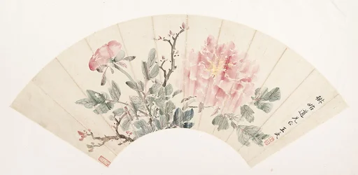 清 王武 牡丹圖 扇面|Peony