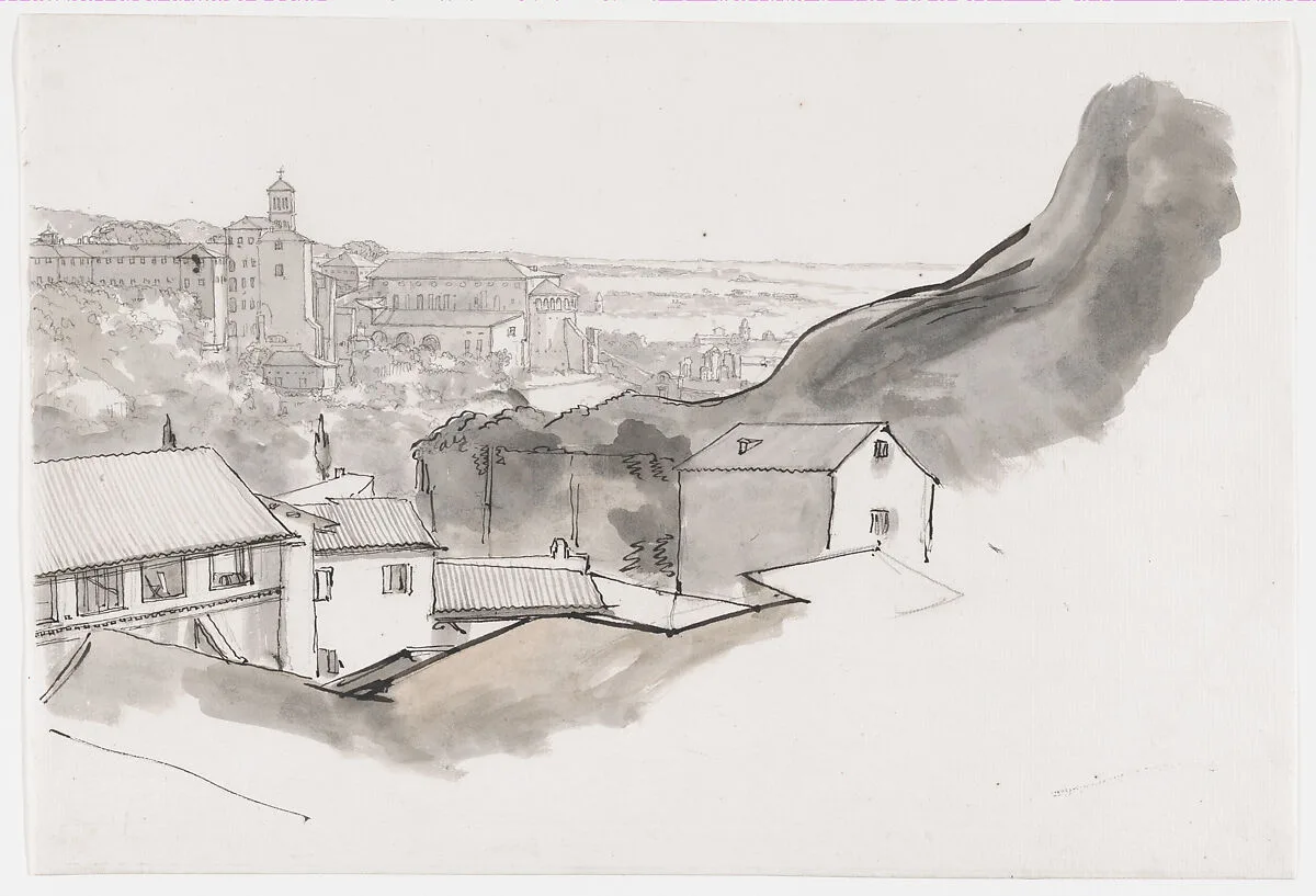 View of the Caelian Hill, Rome, with the church of Santi Giovanni e Paolo, seen from the Aventine, Rome — Joseph Vernet