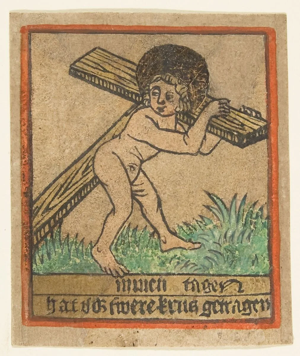 New Year's Card: Christ Child with the Cross — Anonymous, South Germany, 15th century