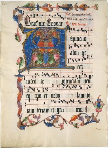 Manuscript Leaf with Initial A, from an Antiphonary