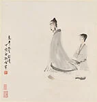 現代 傅抱石 行吟圖 軸|Pensive Scholar