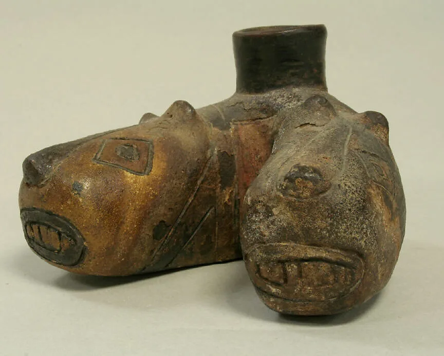 Spouted Vessel with Double Headed Snake — Unknown