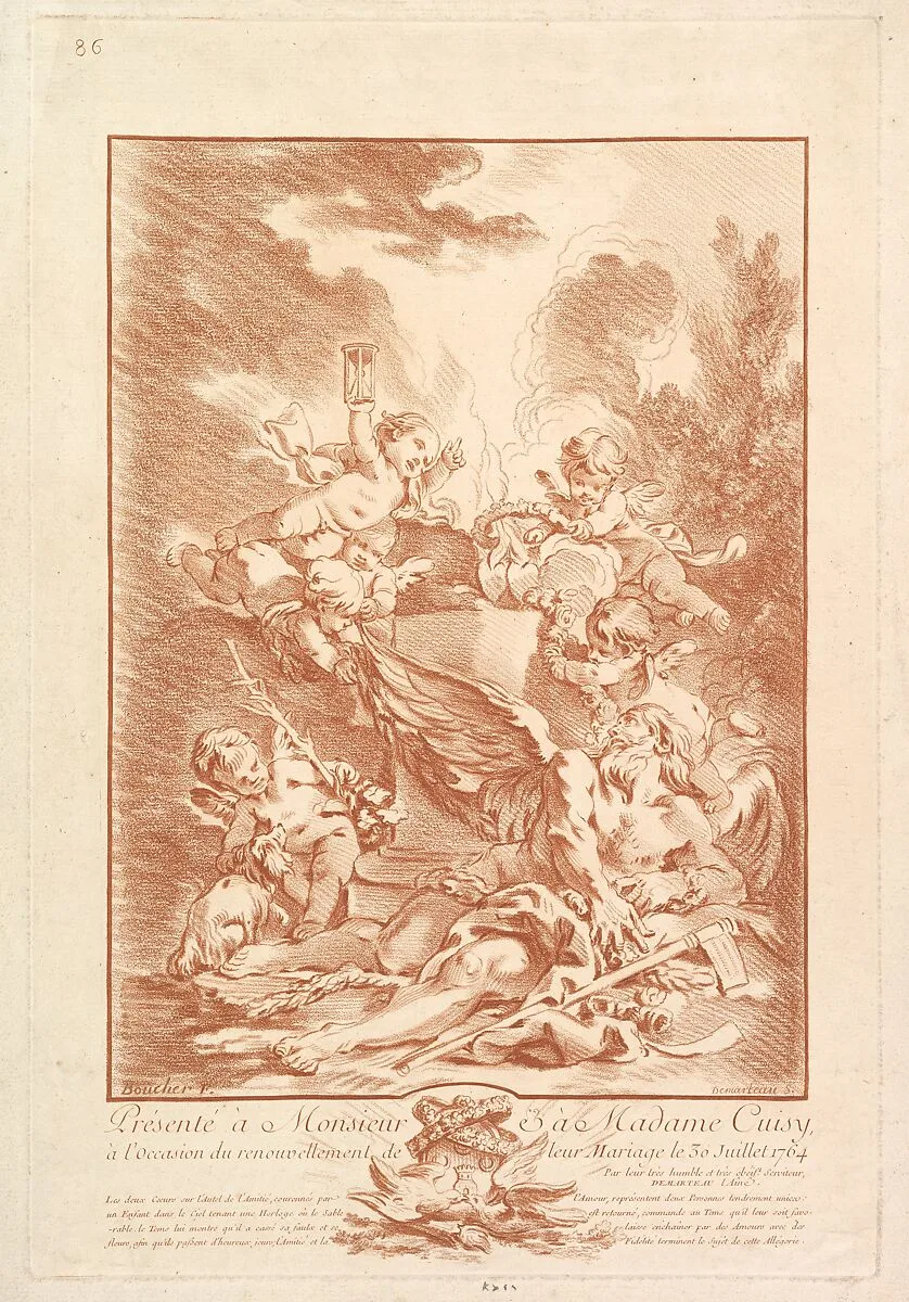 Allégorie pour la Commémoration d'un Mariage (Allegory for the Commemoration of a Marriage) — Gilles Demarteau|François Boucher
