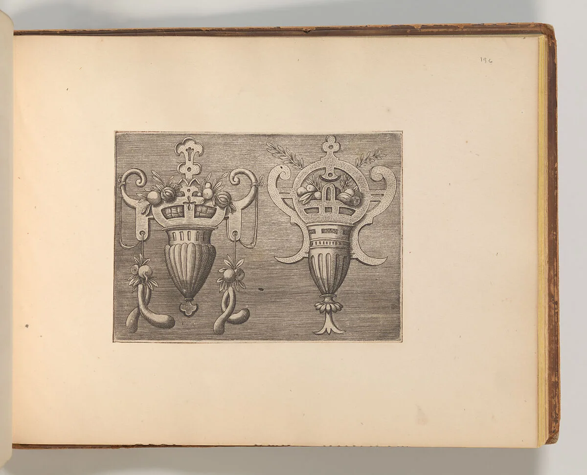 Series of Cartouches, in: Targhe ed altri ornati di varie e capricciose invenzioni (Cartouches and other ornaments of various and capricious invention, page 44) — Cornelis Bos