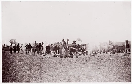 [Unidentified Company of Soldiers and Civilians (?) in Field]