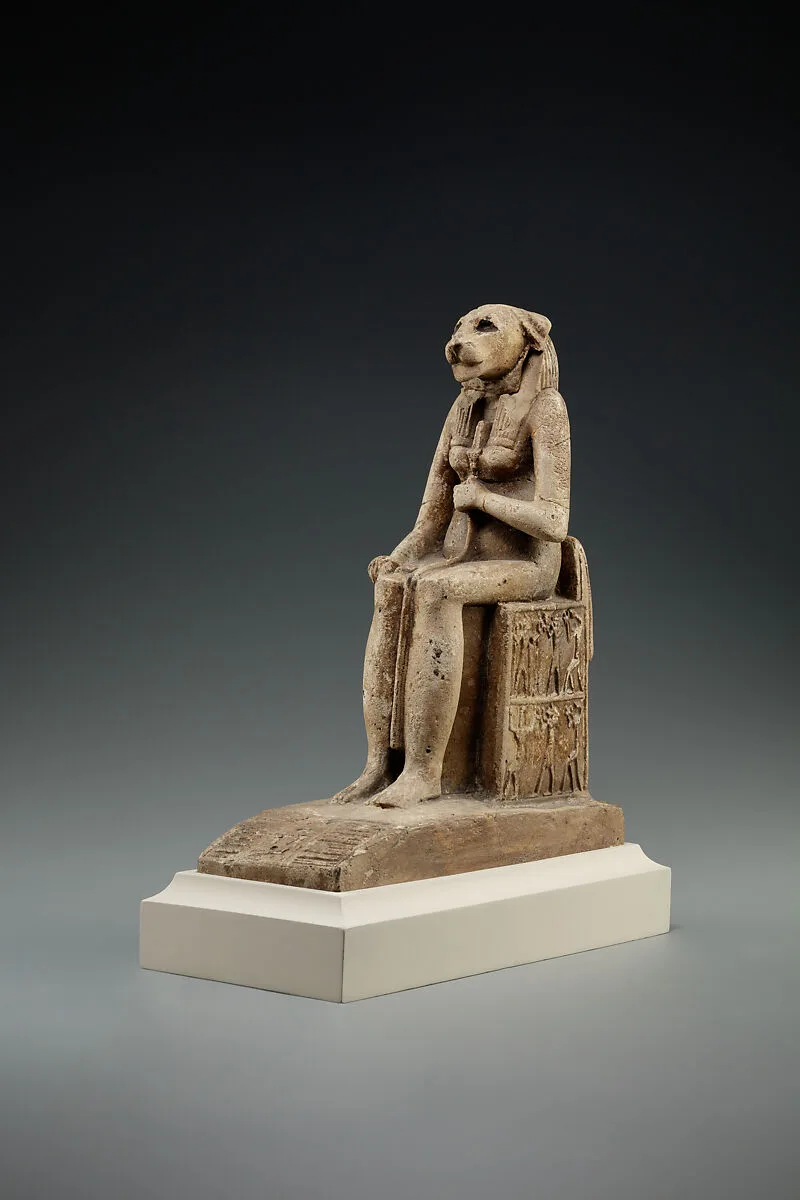 Bastet on a throne decorated with the decans — Unknown