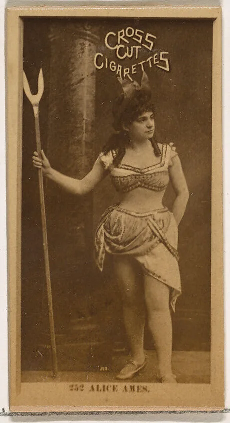 Card Number 252, Alice Ames, from the Actors and Actresses series (N145-2) issued by Duke Sons & Co. to promote Cross Cut Cigarettes — W. Duke, Sons & Co.