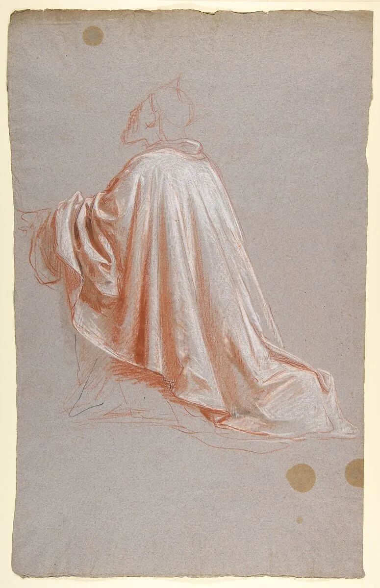 Drapery Study for a Bishop (lower register; study for wall paintings in the Chapel of Saint Remi, Sainte-Clotilde, Paris, 1858) — Isidore Pils