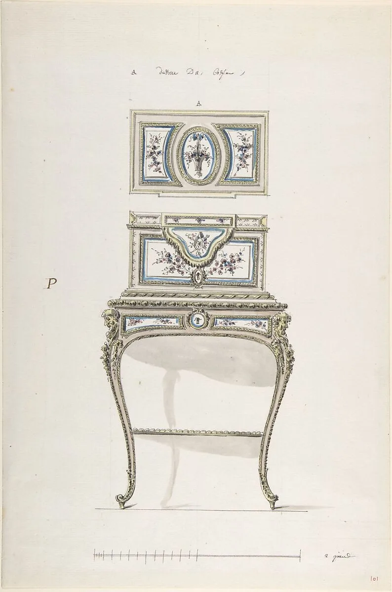 Design for a Jewel Coffer on a Writing Stand — Anonymous, French, 18th century