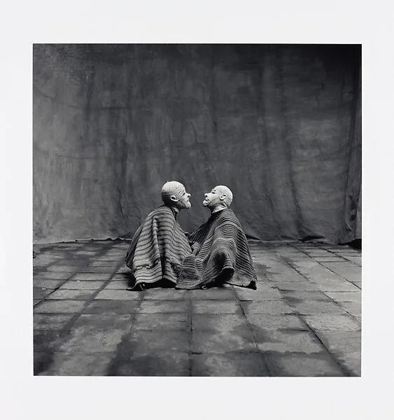 Two Men in White Masks, Cuzco — Irving Penn