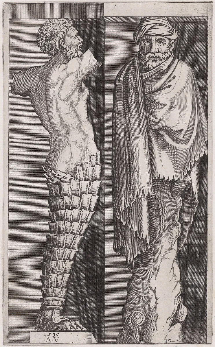 Two Men from "The Hermae" — Agostino Veneziano (Agostino dei Musi)