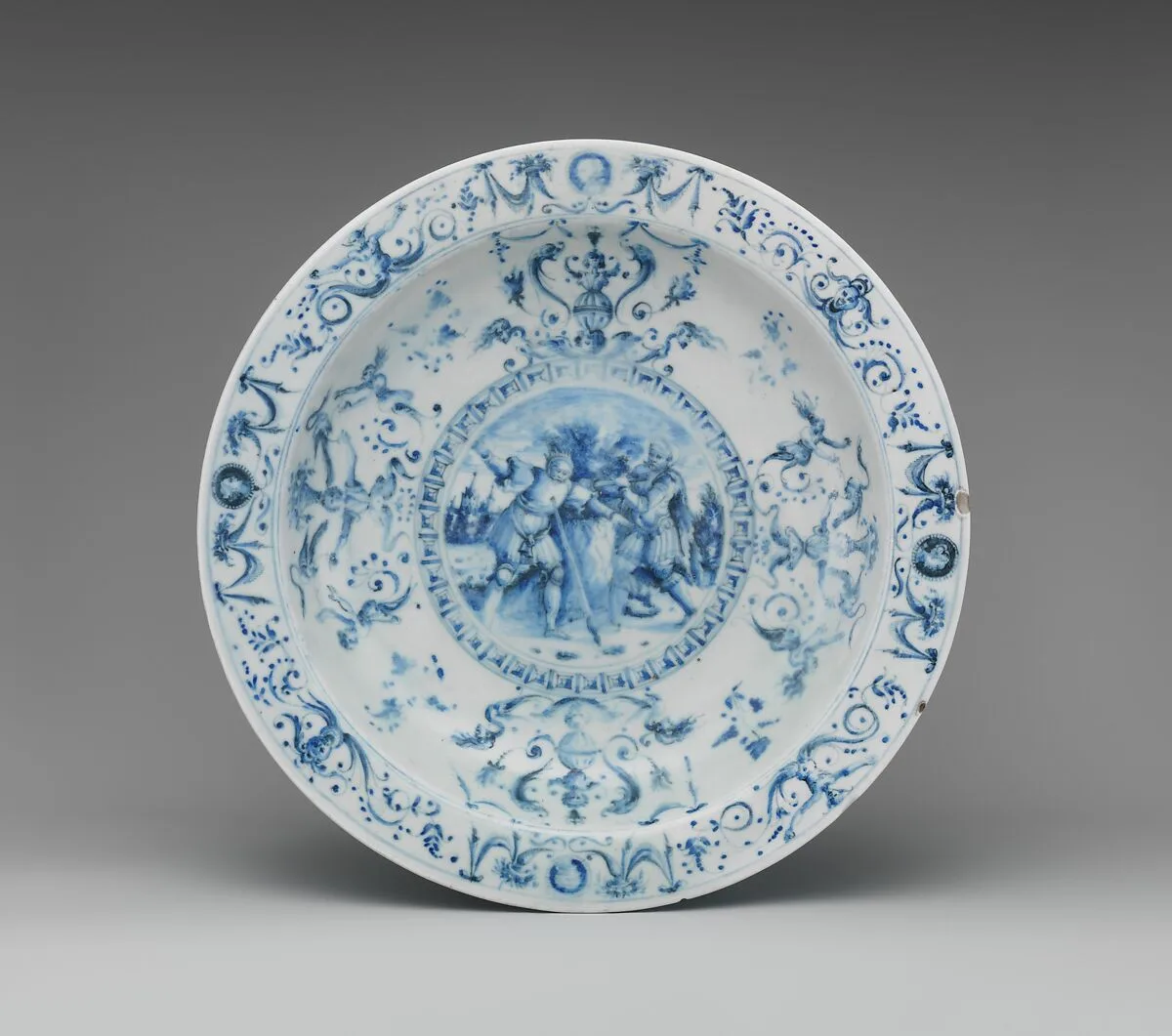 Dish depicting The Death of Saul — Medici Porcelain Manufactory|Sebald Beham