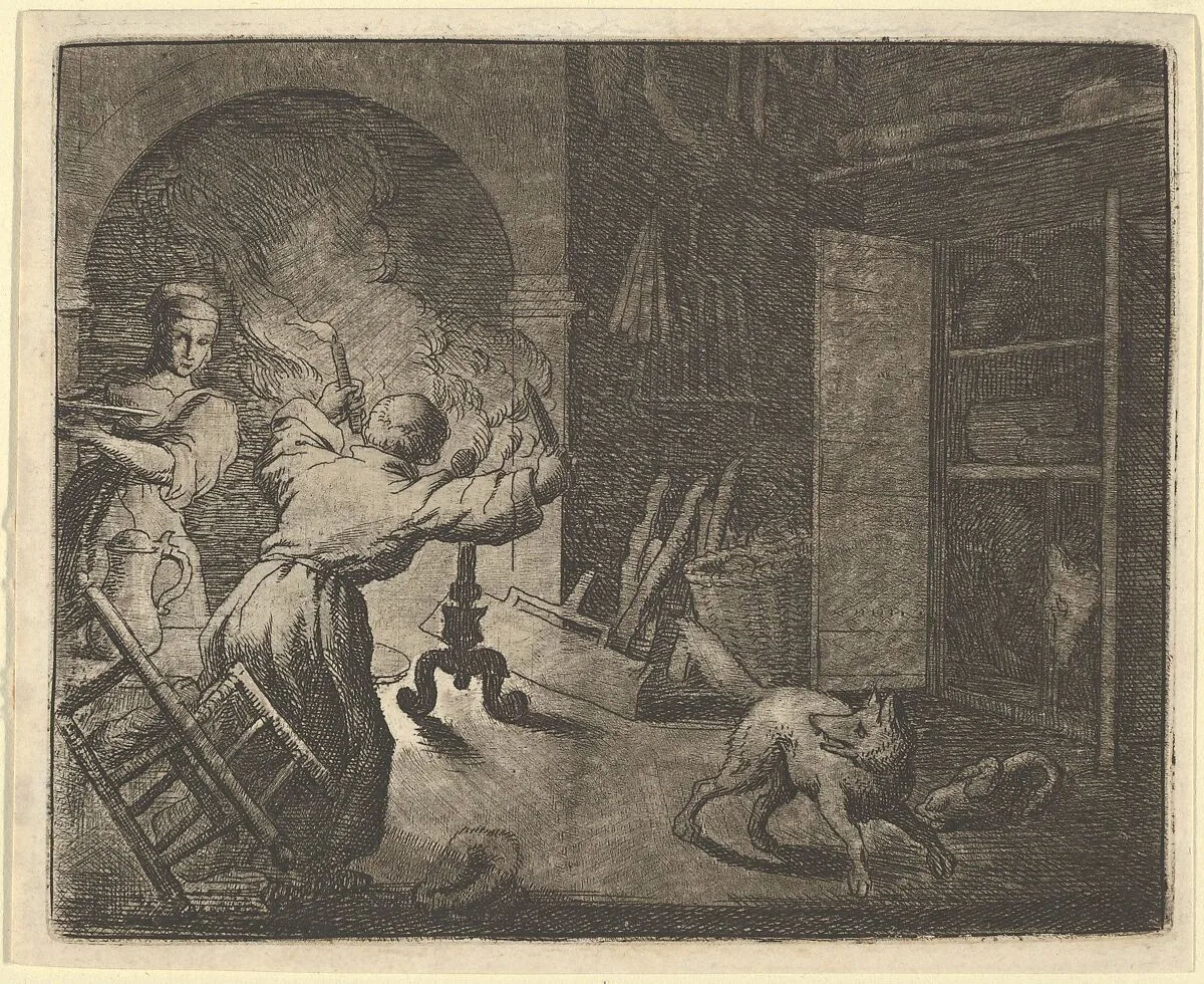 Renard Escapes with a Chicken that he Stole from a Clergyman's Table from Hendrick van Alcmar's Renard The Fox — Allart van Everdingen