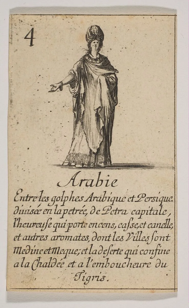 Arabie, from "Jeu de la Géographie" — Stefano della Bella|Jean Desmarets de Saint-Sorlin|Henri Le Gras|Louis XIV, King of France|Cardinal Jules Mazarin
