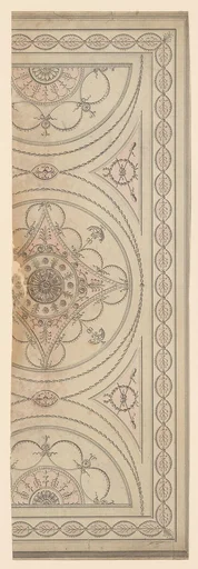 Half Plan of a Ceiling with an Oval Center and Semicircular Ends
