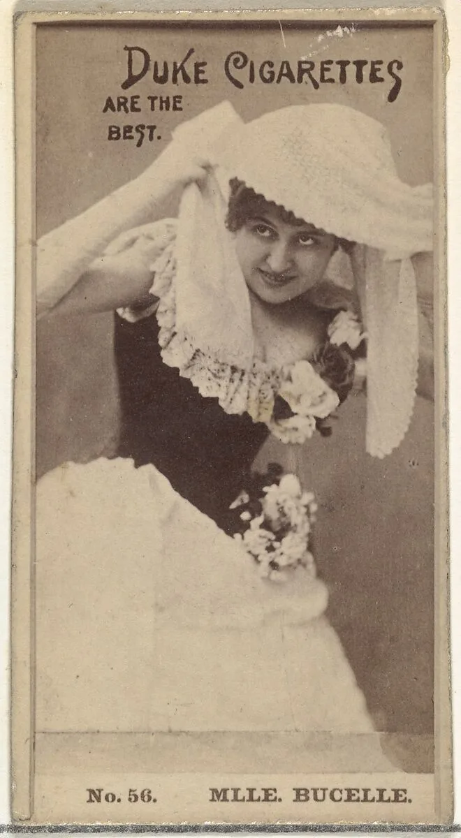 Card Number 56, Mlle. Bucelle, from the Actors and Actresses series (N145-6) issued by Duke Sons & Co. to promote Duke Cigarettes — W. Duke, Sons & Co.