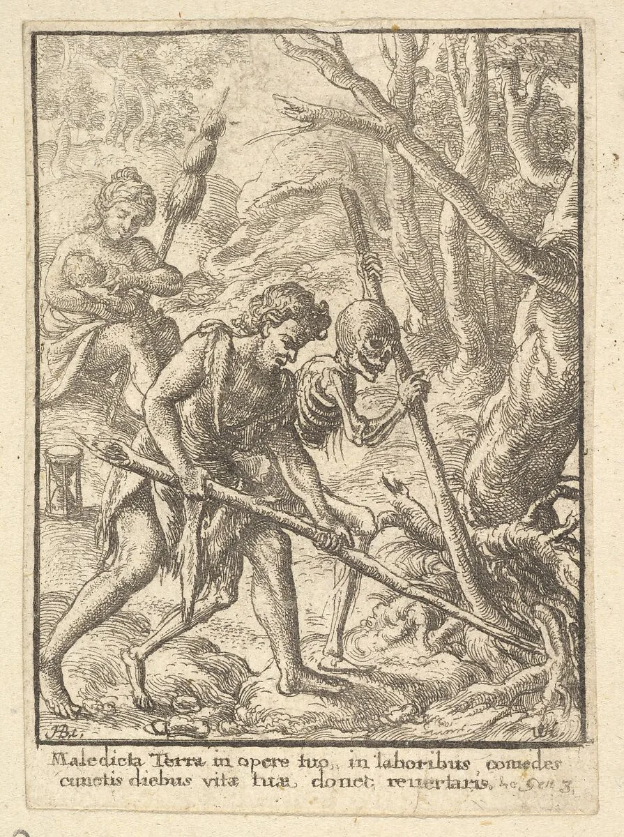 Adam Ploughing from the Dance of Death — Wenceslaus Hollar|Hans Holbein the Younger