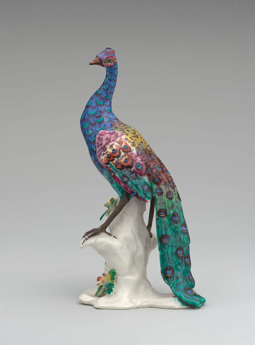 Peacock (one of a pair) — Bow Porcelain Factory
