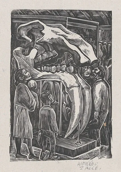 A group of people looking at animal bones in a natural history museum — Alfredo Zalce