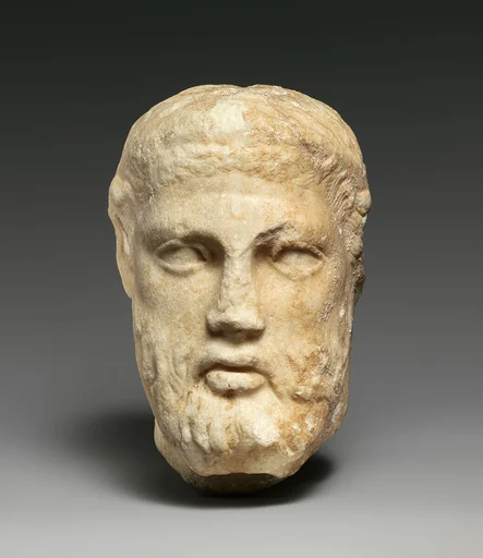 Marble head of a bearded man from a herm
