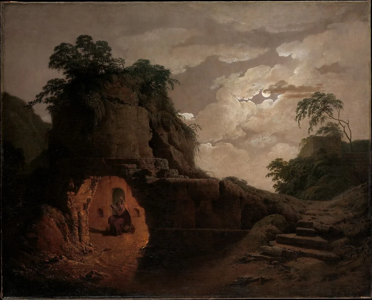 Virgil's Tomb by Moonlight, with Silius Italicus Declaiming — Joseph Wright (Wright of Derby)