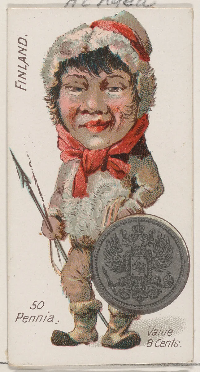 Finland, 50 Pennia, from the series Coins of All Nations (N72, variation 1) for Duke brand cigarettes — W. Duke, Sons & Co.