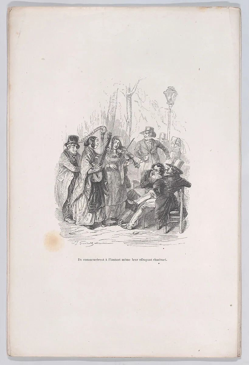 "They began at once their frightful charivari." from the Little Miseries of Human Life — J. J. Grandville|Paul-Emile-Daurand Forgues|Henri Fournier