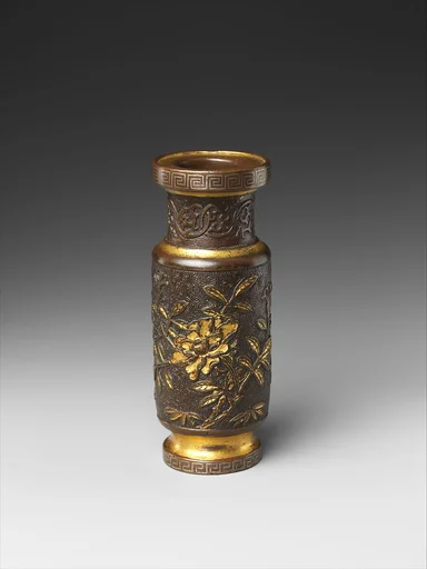 晚明　胡文明款銅鎏金香瓶|Bottle for incense tools