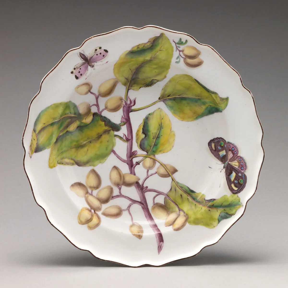 Botanical plate with fruiting branch — Chelsea Porcelain Manufactory