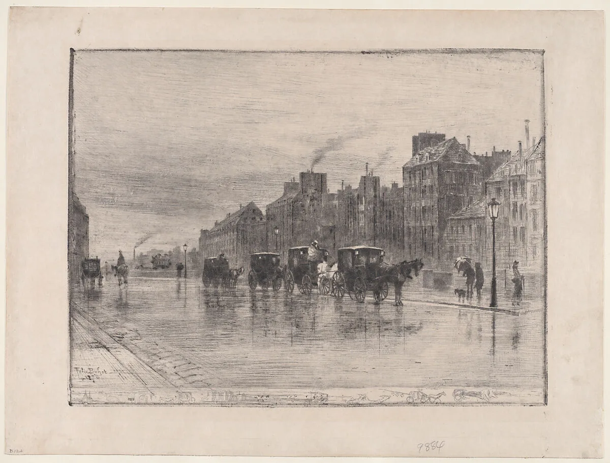 Winter Morning on the Quai de l'Hôtel Dieu — Félix-Hilaire Buhot