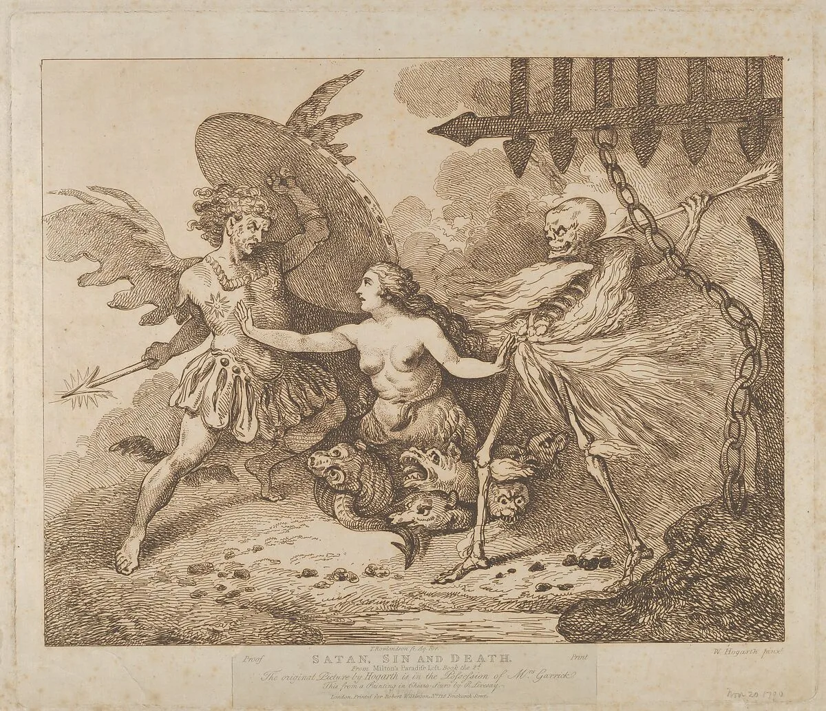 Satan, Sin and Death (Paradise Lost, Book the 2nd) — Thomas Rowlandson|William Hogarth|Robert Wilkinson|Richard Livesay|John Milton