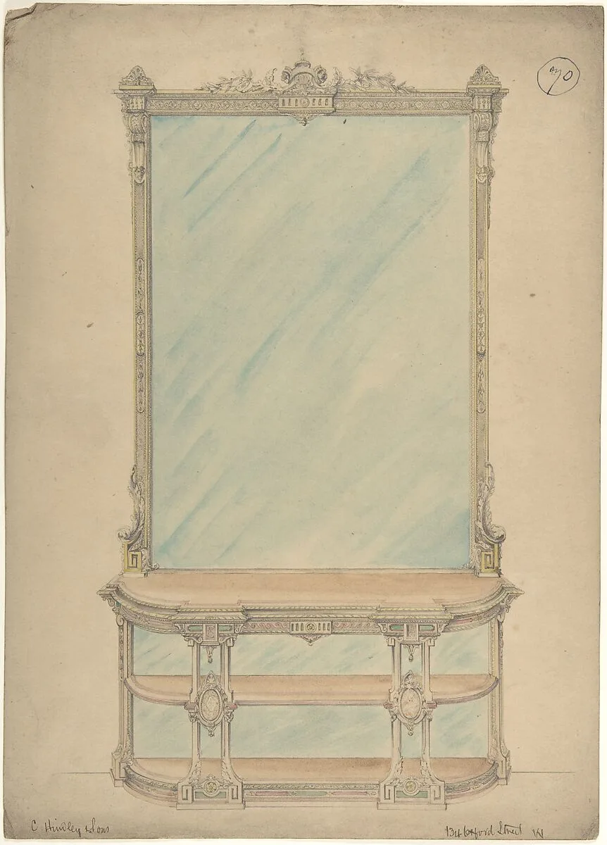 Design for a Mirror and Side Table — Charles Hindley and Sons