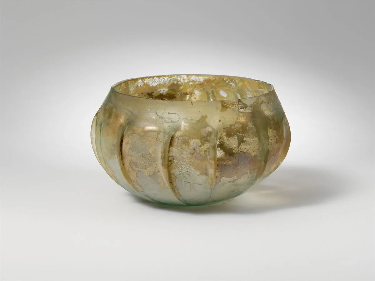 Glass ribbed bowl — Unknown