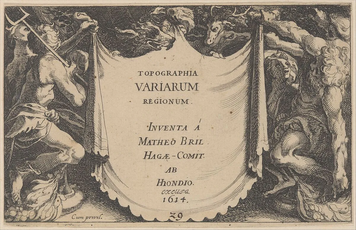 Title to Topographia Variarum Regionum — Simon Wynhoutsz Frisius|Matthijs Bril the Younger|Hendrick Hondius I