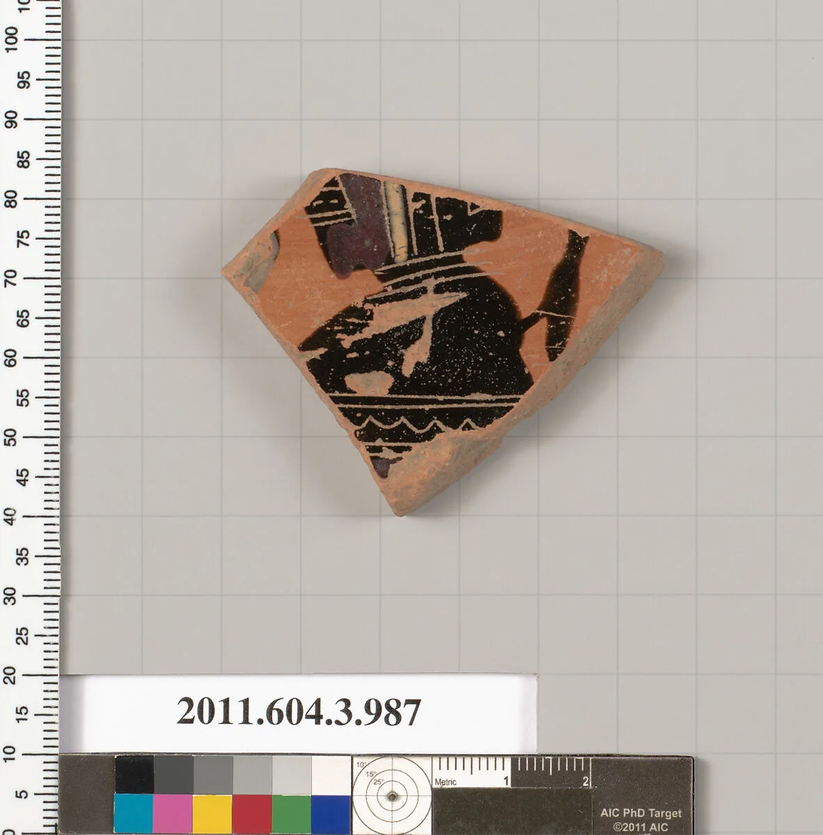 Terracotta fragment of a lekanis lid (covered dish) — Unknown