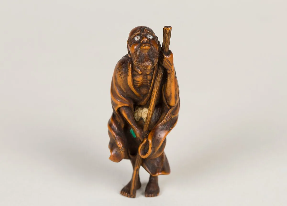 鉄拐仙人木彫根付|Daoist Immortal Tekkai — Chikusai