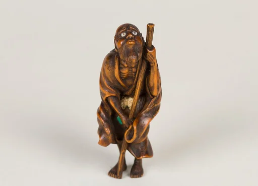鉄拐仙人木彫根付|Daoist Immortal Tekkai