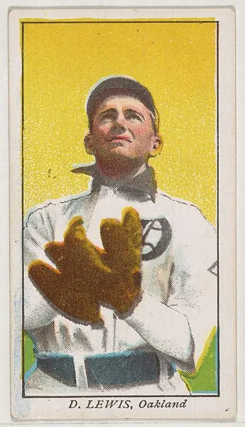 D. Lewis, Oakland, from the "Obak Baseball Players" set (T212), issued by the American Tobacco Company to promote Obak Mouthpiece Cigarettes — American Tobacco Company