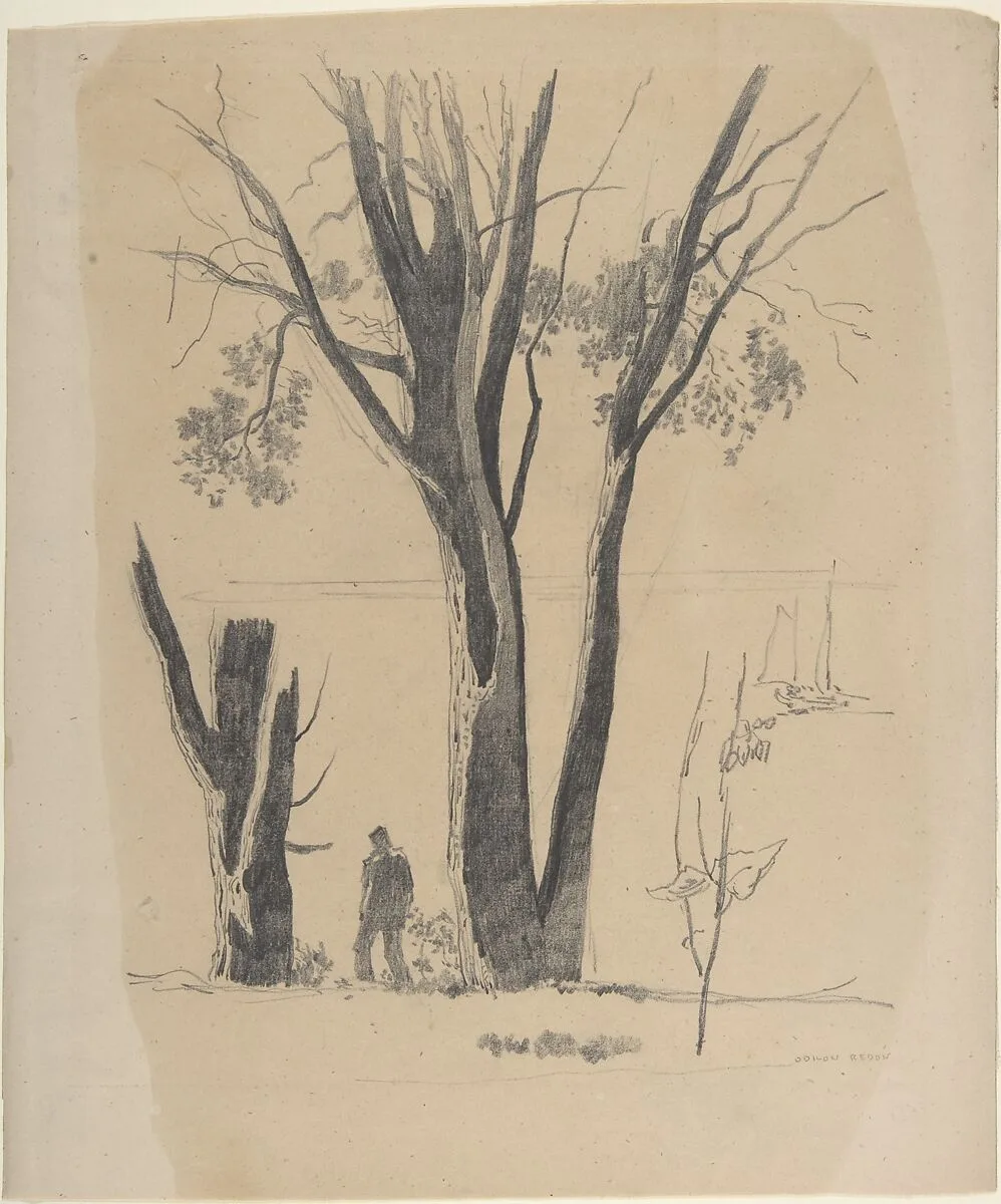 Study of Man between Trees — Odilon Redon