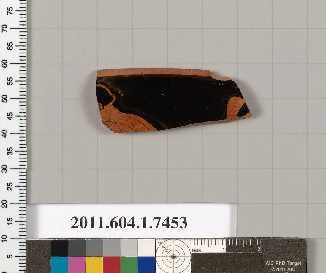 Terracotta rim fragment of a kylix (drinking cup) — Hermonax