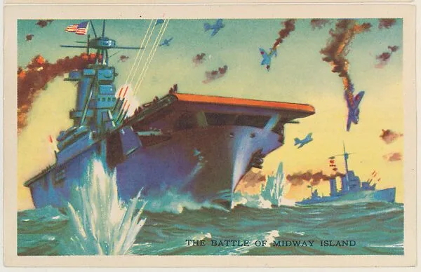 The Battle of Midway Island, bakery card from the Frontiers of Freedom series (D39-4), issued by the Gordon Bread Company — Gordon Bread Company