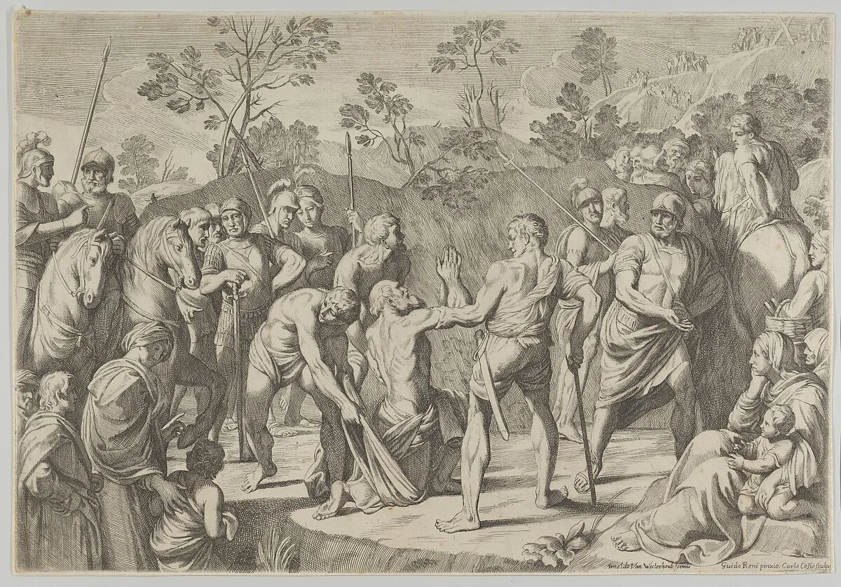 Saint Andrew kneeling in prayer as he is led to the cross, after Reni — Guido Reni|Carlo Cesi|Arnold van Westerhout