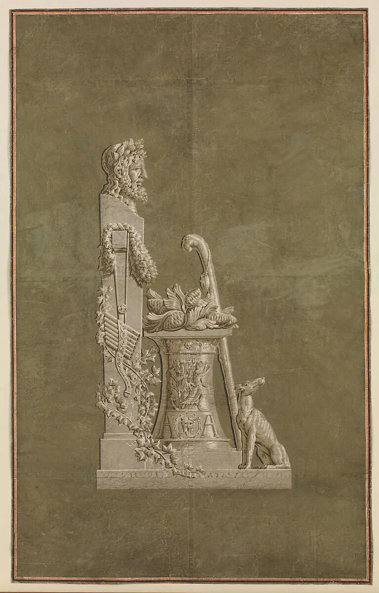 Wallpaper Panel depicting Winter with male herm — Jacquemart et Bénard|Charles Percier