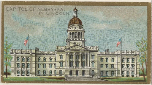 Capitol of Nebraska in Lincoln, from the General Government and State Capitol Buildings series (N14) for Allen & Ginter Cigarettes Brands