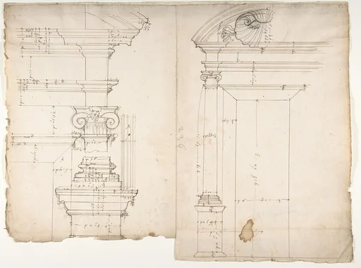 Palazzo dei Conservatori, window, elevation; window, details, elevation (recto) blank (verso)