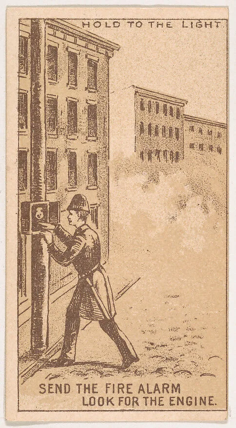 Send the Fire Alarm..., from the Magic Changing Cards series (N223) issued by Kinney Tobacco Company — Kinney Brothers Tobacco Company